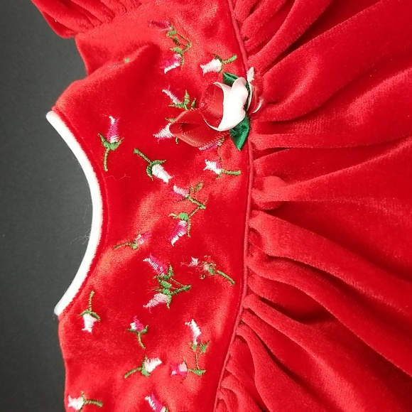 Rare Editions Red Velvety 3 Months Baby Dress - Picture 3 of 8